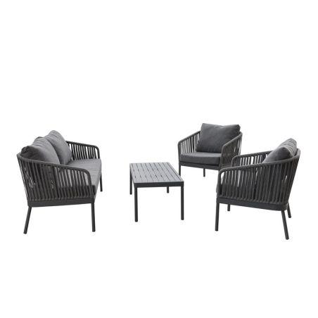 Salon (set) CADIX d'extérieur - Aluminium anthracite, textilène - PES anthracite