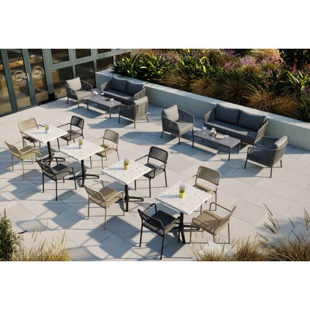 Salon (set) CADIX d'extérieur - Aluminium anthracite, textilène - PES anthracite
