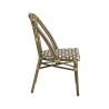 Chaise de terrasse AUTEUIL empilable d'extérieur - Aluminium effet bambou, polyéthylène camel, blanc & brun