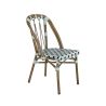 Chaise de terrasse AUTEUIL empilable d'extérieur - Aluminium effet bambou, polyéthylène vert pâle, noir & blanc