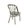 Chaise de terrasse AUTEUIL empilable d'extérieur - Aluminium effet bambou, polyéthylène vert pâle, noir & blanc