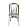 Chaise de terrasse AUTEUIL empilable d'extérieur - Aluminium effet bambou, polyéthylène vert pâle, noir & blanc