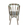 Chaise de terrasse AUTEUIL empilable d'extérieur - Aluminium effet bambou, polyéthylène vert pâle, noir & blanc