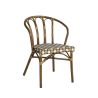Fauteuil de terrasse CLICHY empilable d'extérieur - Aluminium effet bambou, polyéthylène camel, blanc & brun