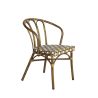 Fauteuil de terrasse CLICHY empilable d'extérieur - Aluminium effet bambou, polyéthylène camel, blanc & brun