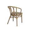 Fauteuil de terrasse CLICHY empilable d'extérieur - Aluminium effet bambou, polyéthylène camel, blanc & brun