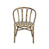 Fauteuil de terrasse CLICHY empilable d'extérieur - Aluminium effet bambou, polyéthylène camel, blanc & brun