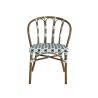 Fauteuil de terrasse CLICHY empilable d'extérieur - Aluminium effet bambou, polyéthylène vert pâle, noir & blanc
