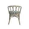 Fauteuil de terrasse CLICHY empilable d'extérieur - Aluminium effet bambou, polyéthylène vert pâle, noir & blanc