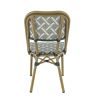 Chaise bistro ODEON empilable d'extérieur - Aluminium effet bambou clair, textilène crème & vert