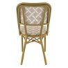 Chaise bistro ODEON empilable d'extérieur - Aluminium effet bambou clair, textilène blanc & camel