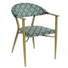 Fauteuil bistro BERCY empilable d'extérieur - Aluminium effet bambou clair, textilène crème & vert