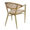 Fauteuil bistro BERCY empilable d'extérieur - Aluminium effet bambou clair, textilène blanc & camel