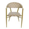 Fauteuil bistro BERCY empilable d'extérieur - Aluminium effet bambou clair, textilène blanc & camel