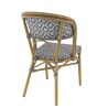 Chaise bistro LIMOGES empilable d'extérieur - Aluminium effet bambou clair, textilène gris & blanc