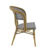 Chaise bistro LIMOGES empilable d'extérieur - Aluminium effet bambou clair, textilène gris & blanc