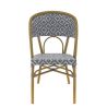 Chaise bistro LIMOGES empilable d'extérieur - Aluminium effet bambou clair, textilène gris & blanc
