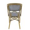 Chaise bistro LIMOGES empilable d'extérieur - Aluminium effet bambou clair, textilène gris & blanc