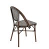 Chaise bistro REIMS empilable d'extérieur - Aluminium effet bambou chestnut, textilène gris & beige