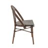 Chaise bistro REIMS empilable d'extérieur - Aluminium effet bambou chestnut, textilène gris & beige