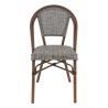 Chaise bistro REIMS empilable d'extérieur - Aluminium effet bambou chestnut, textilène gris & beige