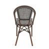 Chaise bistro REIMS empilable d'extérieur - Aluminium effet bambou chestnut, textilène gris & beige