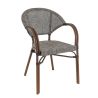 Fauteuil bistro BLOIS empilable d'extérieur - Aluminium effet bambou chestnut, textilène gris & beige