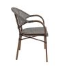 Fauteuil bistro BLOIS empilable d'extérieur - Aluminium effet bambou chestnut, textilène gris & beige