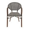 Fauteuil bistro BLOIS empilable d'extérieur - Aluminium effet bambou chestnut, textilène gris & beige