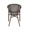 Fauteuil bistro BLOIS empilable d'extérieur - Aluminium effet bambou chestnut, textilène gris & beige