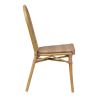 Chaise bistro PARIS empilable d'extérieur - Aluminium effet bambou caramel, tressage PE imitation rotin noisette