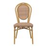 Chaise bistro PARIS empilable d'extérieur - Aluminium effet bambou caramel, tressage PE imitation rotin noisette