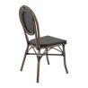 Chaise bistro PARIS empilable d'extérieur - Aluminium effet bambou foncé, textilène noir