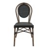 Chaise bistro PARIS empilable d'extérieur - Aluminium effet bambou foncé, textilène noir