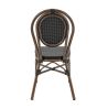 Chaise bistro PARIS empilable d'extérieur - Aluminium effet bambou foncé, textilène noir