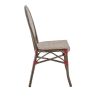 Chaise bistro PARIS empilable d'extérieur - Aluminium effet bambou foncé, textilène bordeaux & crème