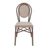 Chaise bistro PARIS empilable d'extérieur - Aluminium effet bambou foncé, textilène bordeaux & crème