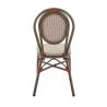 Chaise bistro PARIS empilable d'extérieur - Aluminium effet bambou foncé, textilène bordeaux & crème