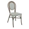 Chaise bistro PARIS empilable d'extérieur - Aluminium effet bambou foncé, textilène vert & crème
