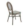 Chaise bistro PARIS empilable d'extérieur - Aluminium effet bambou foncé, textilène vert & crème