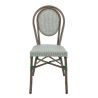 Chaise bistro PARIS empilable d'extérieur - Aluminium effet bambou foncé, textilène vert & crème