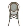 Chaise bistro PARIS empilable d'extérieur - Aluminium effet bambou foncé, textilène vert & crème