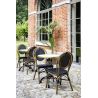 Chaise bistro PARIS empilable d'extérieur - Aluminium effet bambou foncé, textilène vert & crème
