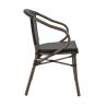 Fauteuil bistro MONTMARTRE empilable d'extérieur - Aluminium effet bambou foncé, textilène noir