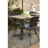 Fauteuil bistro MONTMARTRE empilable d'extérieur - Aluminium effet bambou foncé, textilène noir