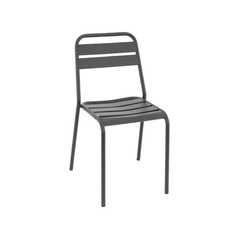 Chaise de terrasse BASTILLE empilable d'extérieur - Acier anthracite