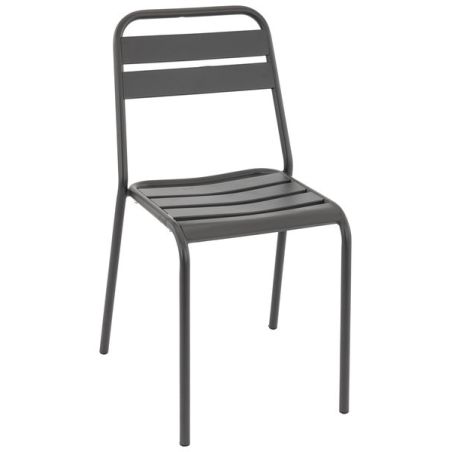 Chaise de terrasse BASTILLE empilable d'extérieur - Acier anthracite