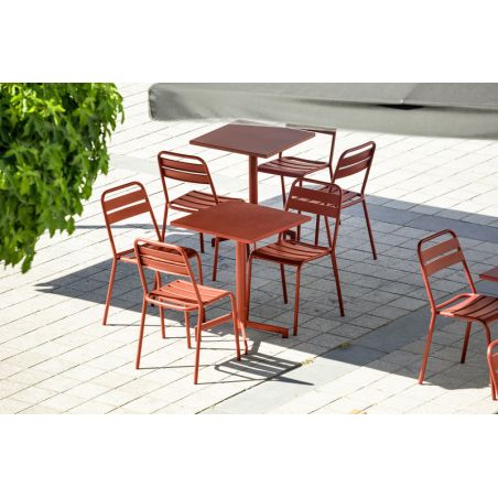 Chaise de terrasse BASTILLE empilable d'extérieur - Acier terra