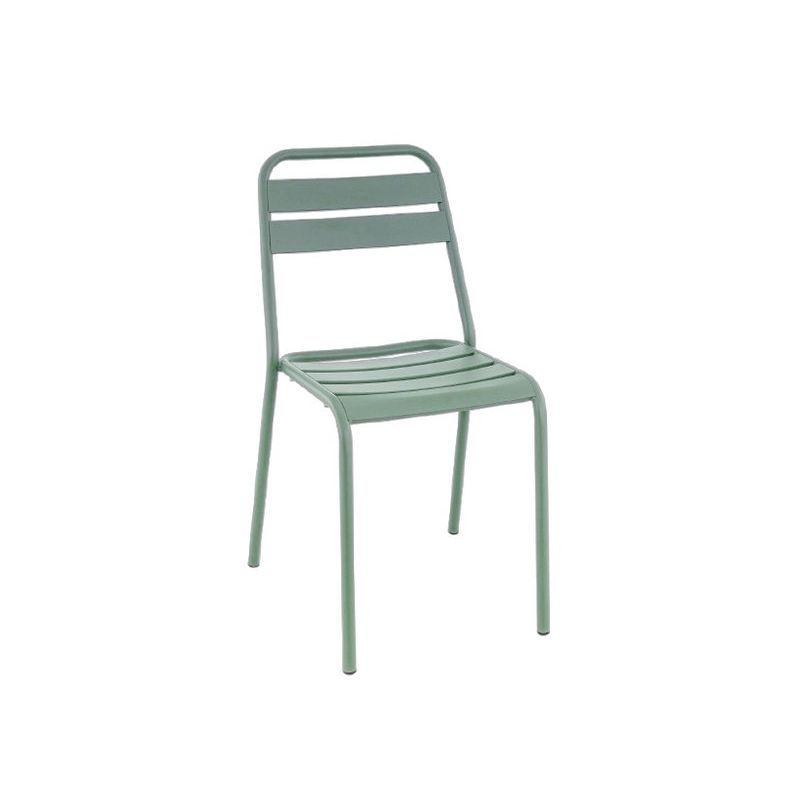 Chaise de terrasse BASTILLE empilable d'extérieur - Acier sauge