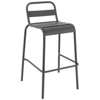 Tabouret de bar BASTILLE empilable d'extérieur - Acier anthracite